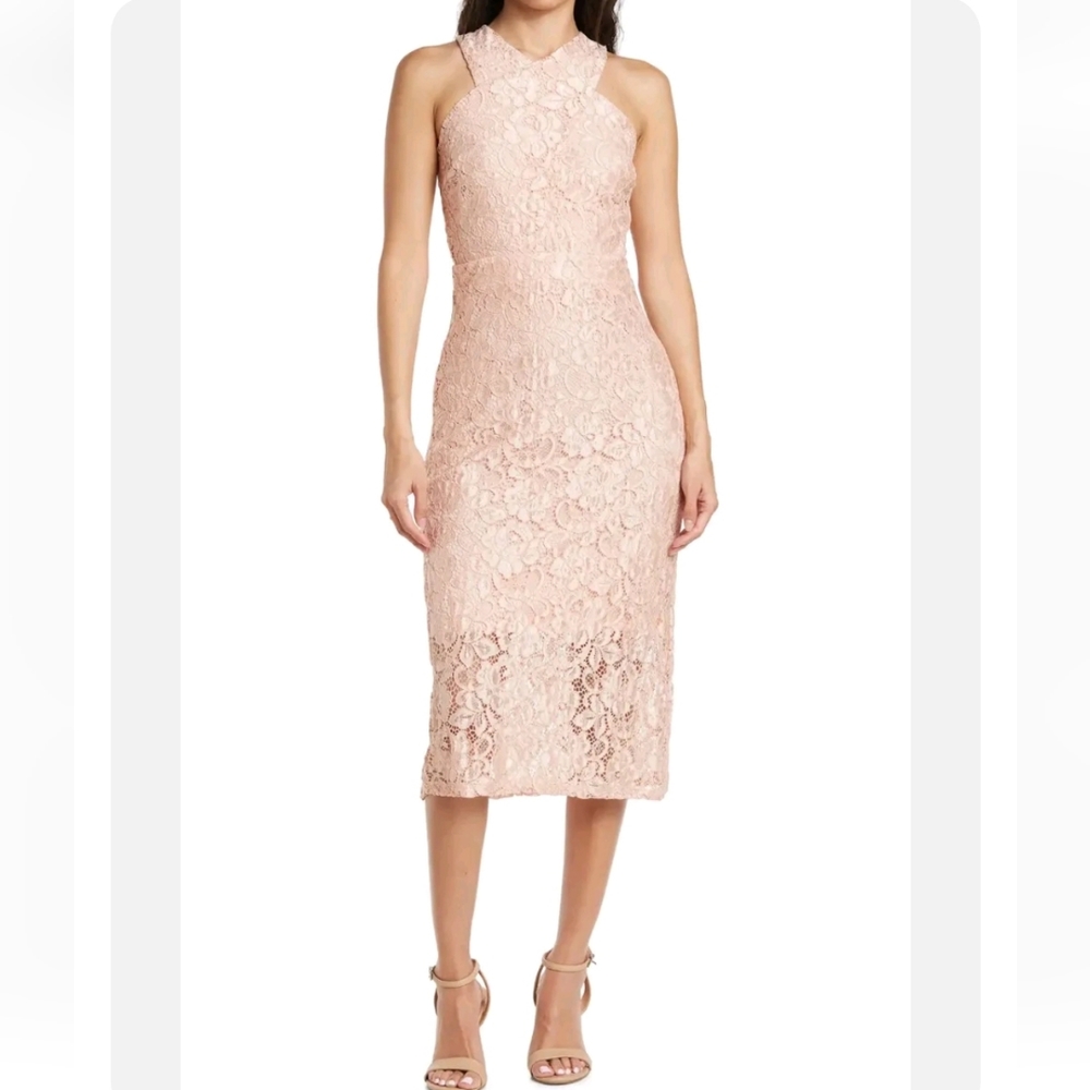 Sam Edelman Dress Womens Size 6 Pink Lace Sleeveless Midi A-line Party Sexy